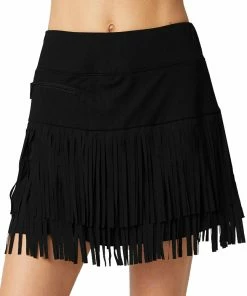 GGBlue Fringe Black 18in Womens Golf Skort
